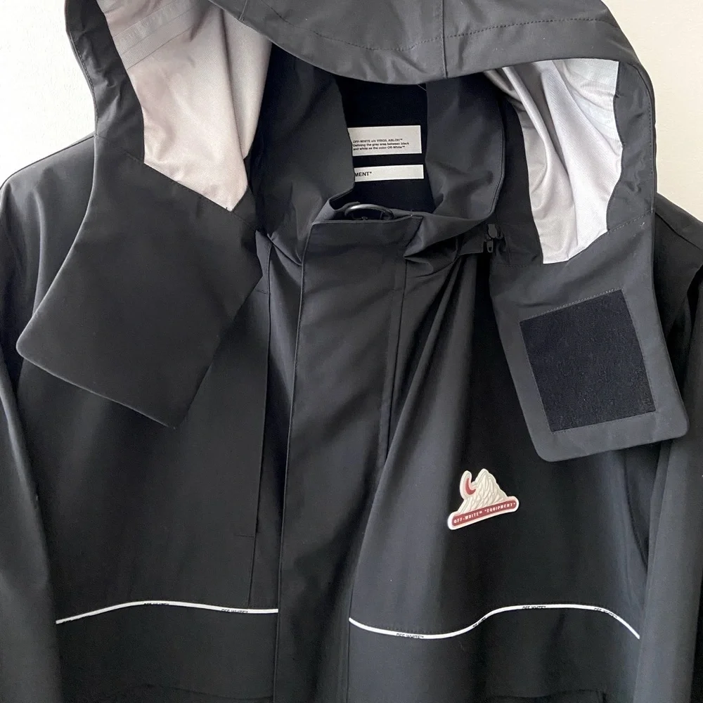 Off-White Equipment Black Technical Shell Jacket Windbreaker Water Repellent L - Picture 9 of 16
